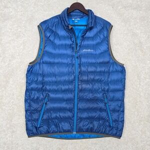 Eddie Bauer Vest Mens XL Tall Blue First Ascent Down Puffer Hiking Outdoors READ